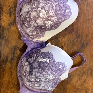 Victoria's Secret Purple and Cream Lace Bra